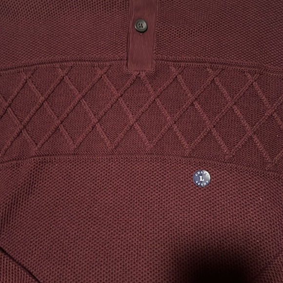 Chaps mens sweater. Burgundy. New. 1/4 button front. Dressy or casual super soft - Picture 2 of 3